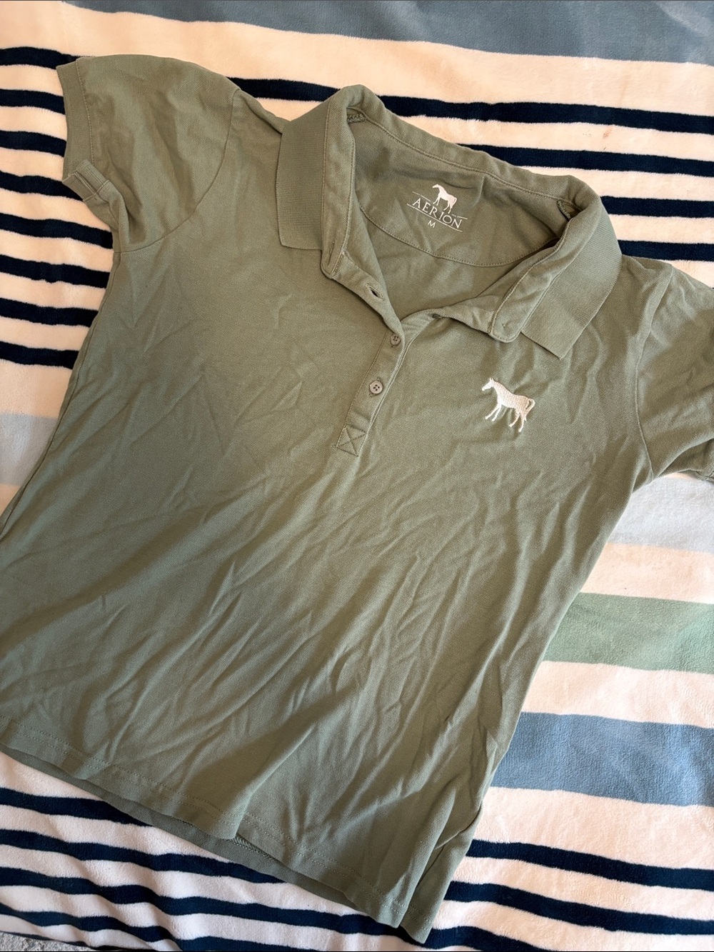 Aerin Sage Green Short Sleeve Polo Tee